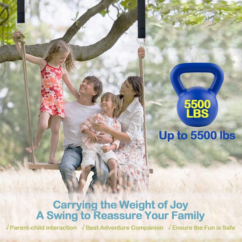 igolfluck Tree Swing Straps Hanging Kit 4FT/8FT/15FT/20FT/25FT, Extra Long Tree Swing Straps Holds 5500 lbs with Lock Carabiners & Tree Protectors, Safer for All Swing & Hammock (4FT) - Image 4